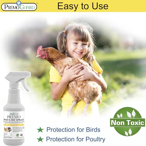Premo Guard Natural Poultry Spray – Kills Scaly Leg Mites, Fleas, & Lice | Chicken, Duck, Geese Pests, Spray Directly on Birds and Coops, Natural Plant Based Oils, Control & Prevention - size: 16 oz