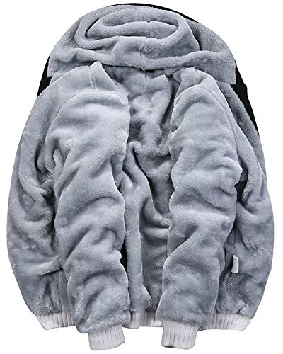 MACHLAB Men's Pullover Winter Workout Fleece Hoodie Jackets Full Zip Wool Warm Thick Coats - color: D63black, size: Medium
