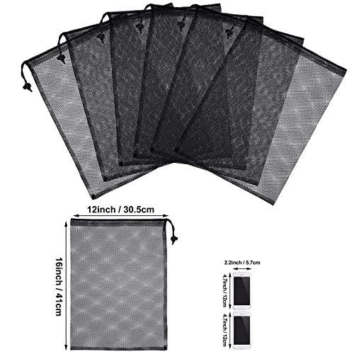 TecUnite 10 Pack Mesh Drawstring Bags for Laundry, 12 x 16 Inch, Black - color: Black, size: 12 x 16 Inch