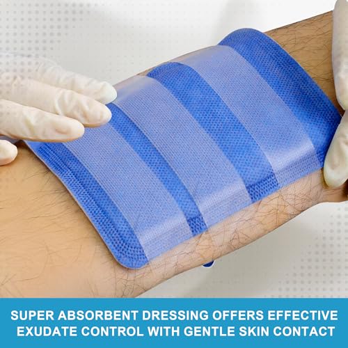 MedVance Super Absorbent Wound Dressing, Non-Adhesive Pads, 4"x8", Box of 5 | Sterile And Individually Wrapped - Non-Stick Wound Bandages - Super Soft - Highly Absorbent & Lock Exudate - Leakproof - size: 4"x8", style: 5 Pack