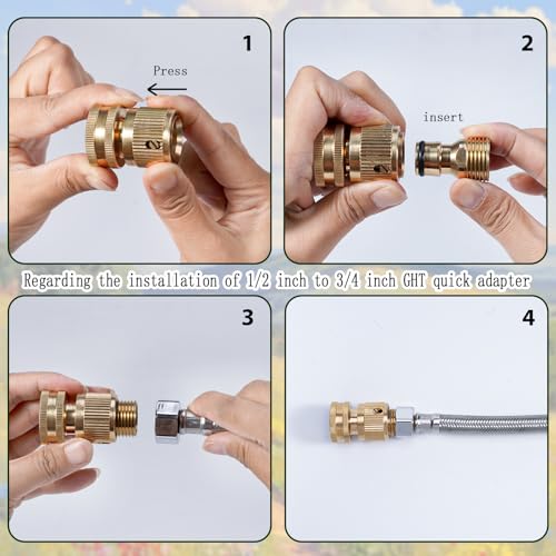 Automatic Water Dispenser for Dog,Stainless Steel Outdoor Dog Water Bowl Dispenser,Auto Refill Water Feeder for Chicken Horse Goat Livestock,Pipe and Brass Valve,1/2" to 3/4" GHT Adapter