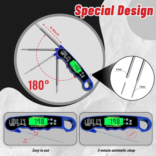 Meat Thermometer Digital, Instant Read Digital Meat Thermometer - color: Blue