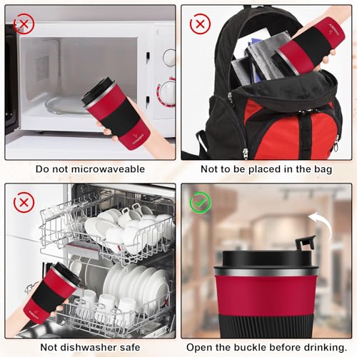 MOMSIV 17oz Travel Coffee Mug, Insulated Coffee Cup with Leakproof Lid - color: B-Dark Red-17oz
