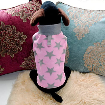 Dog Sweater, Soft Fleece Vest with Leash Ring Pullover Jacket Winter Pet Dog Clothes for Puppy Small Dogs Cats Teddy Chihuahua Yorkshire for Christmas (Small (Pack of 1), Pink Star) | Winter Jacket,Pet Clothing,Dog Clothes,Puppy,For Small Dogs Cats,Teddy,
