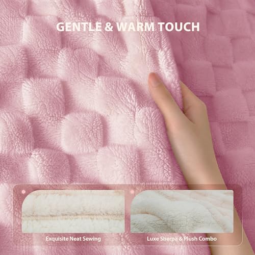 Templewet Heated Blanket Throw 50" x 60",Soft Electric Blanket,Pink | Timer Settings,Auto Off,Sherpa Heated Throw Blanket,Machine Washable,Fast Heating for Sofa Bed Office Use,Gifts for Women - color: Blush Pink