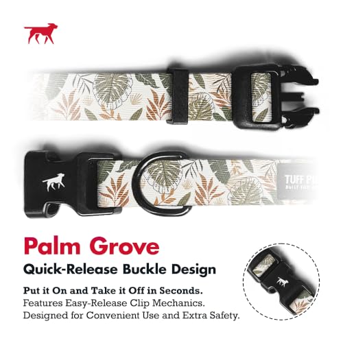 Tuff Pupper Premium Adjustable Dog Collar, Stylish Pattern Collars Designed in USA, Quick Release Buckle, Palm Grove Small (0.7 Inch Wide x 8-12 Inch Neck) - color: Palm Grove, size: Small