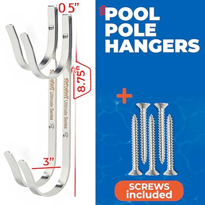 ProTuff 490 Promise 4-Pack Stainless Pool Pole Hanger, Wall Mount - size: 4 Brackets
