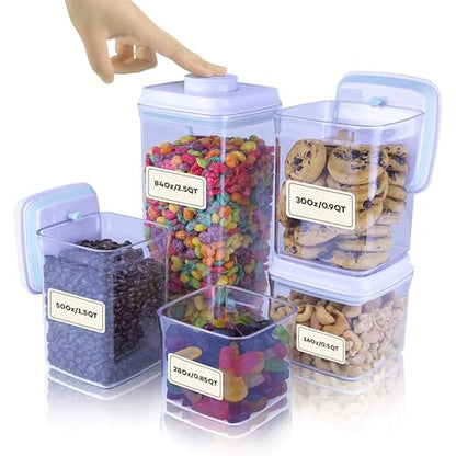 Bop Top Airtight Food Storage Containers with Lid Multi Pack | Kitchen Canister Sets | Air Tight Pantry Container | Pop Top Dry Food Storage Containers for Snacks, Sugar, Flour, Baking, Cereal, Pasta - color: Set of 5