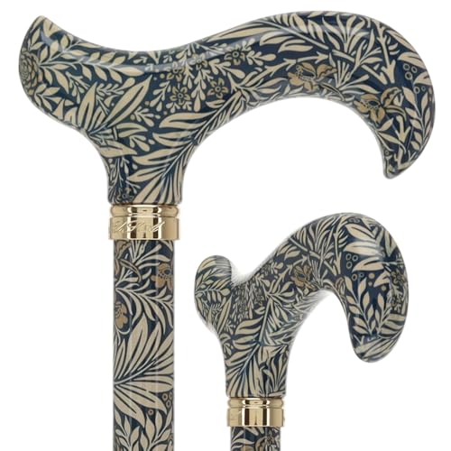 Royal RC Canes Walking Sticks for Men and Women - Stylish Designer Fashionable Adjustable Derby Canes - Lightweight Aluminum Cool Walking Sticks with HD Patterns - color: Blue /Gold Floral (Multicolor)