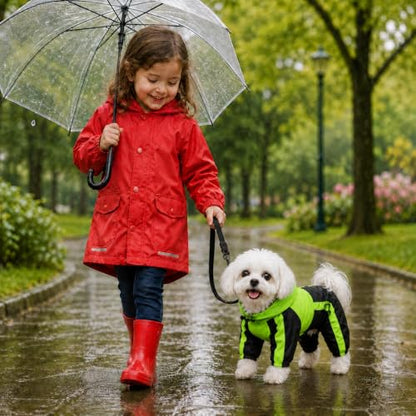 Lovelonglong Dog Hooded Raincoat, Small Dog Rain Jacket Poncho Waterproof Clothes with Hood Breathable 4 Feet Four Legs Rain Coats for Small Medium Large Pet Dogs Green L-S - color: Green, size: L-S (Medium Dog ~30lbs)