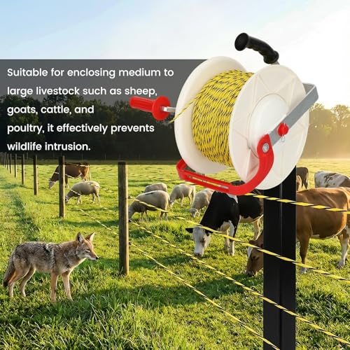 3:1 Geared Electric Fence Reel (with Wire Guide), Lockable Fence Wire Reel, Portable Electric Electric Fence Eeel, Suitable for Farms and Gardens, 2-Pack