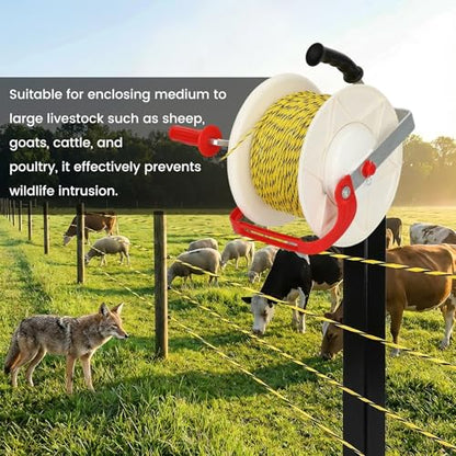 3:1 Geared Electric Fence Reel (with Wire Guide), Lockable Fence Wire Reel, Portable Electric Electric Fence Eeel, Suitable for Farms and Gardens, 2-Pack