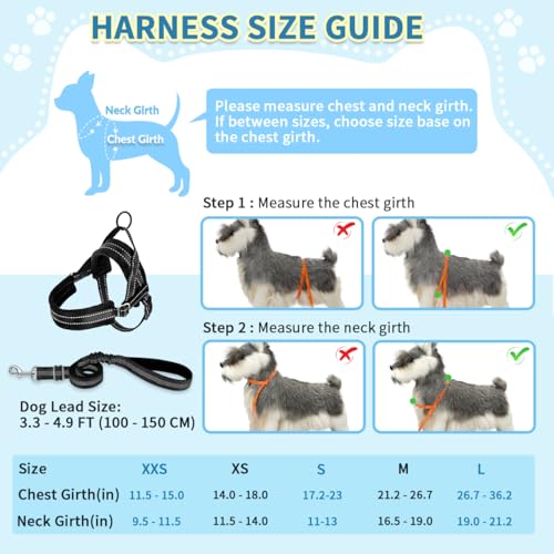 SlowTon No Pull Small Dog Harness and Leash Set with Front Clip | Soft Padded, Neck & Chest Adjustable, Lightweight, Anti-Twist, Puppy Vest Harness Pet Lead Combo for Small Medium Dog, B, S - color: Black, size: Small