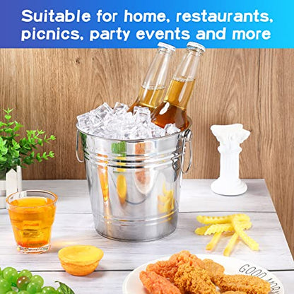 Mumufy 6 Pcs 3.3 Qt / 3 L Champagne Ice Buckets Stainless Steel Ice Bucket with Handles,Drink and Wine Chiller Great for Home Bar Club Party Supplies, Chilling Champagne and Sparkling Wine (Silver) - color: Silver