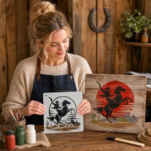 9 Horse Stencils for Stable Signs, Farmhouse Wall Art, Rider Gifts, Cards - color: Horse