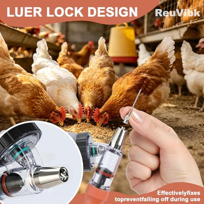 5ml Continuous Self-Refilling Livestock Syringe, 10 Needles Included - color: Yellow