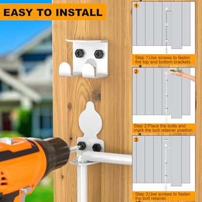 36" Cane Bolt Drop Rod for Gate, White Heavy Duty Gate Latch 2 Pack - color: 36"-White, size: 2 Pack