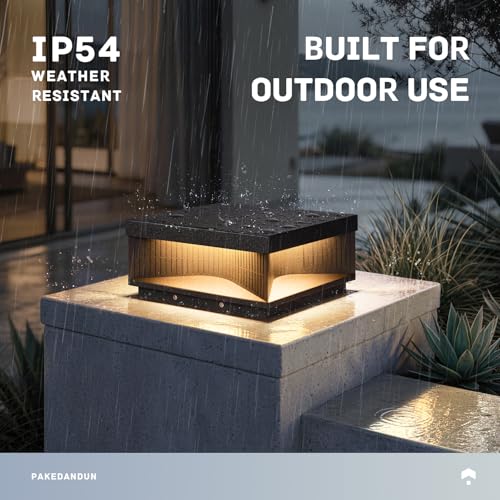 Outdoor Post Lights Hard Wired, 11.81" Glass Column Lights | IP54 Waterproof Pillar Light Electric, 3000K Warm LED Square Modern Lamp Posts Outdoor Lighting for Garden Entrance Patio