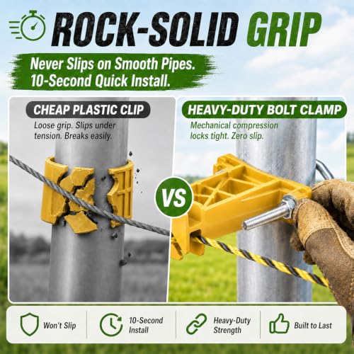 Tondiamo 24 Pcs Tube Post Insulator, Electric Fence T Post Insulators for Electric Fence Wire for Chain Link Square or Round Tubing (Yellow) | Extender Insulators for Square Round Pipe Tubing Wire Vinyl Picket Fence - style: Yellow