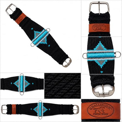 CHALLENGER 24" Western 25-Strand Wool Double Weave Aztec Cinch Girth Turquoise 97128-24