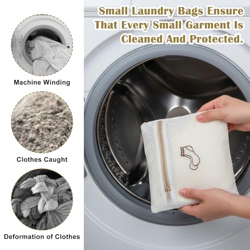 4 Pcs 7.87×7.09 Inch Small Mesh Laundry Bags for Socks, Durable Polyester Lingerie Delicates Bag for Washing Machine, Useful for Masks, Underwear (4 Sock Laundry Bag)