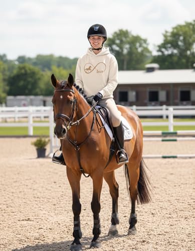 Tstars Infinity Love Horse Hoodie Women Teen Girls Equestrian Riding - color: Infinity / Cream, size: X-Large