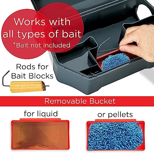 Rat Bait Station Outdoor with Key, Tamper-Resistant Rodent Bait Station, Weather-Resistant Outdoor Bait Box for Indoor Use, 2 Pack (Bait Not Included)