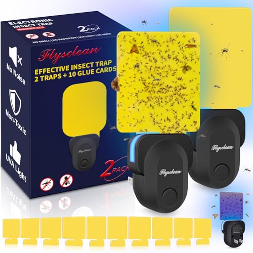 Flying Insect Trap Plug-in, Indoor Mosquito & Gnat Killer - color: black, size: 2 devices + 10 refills