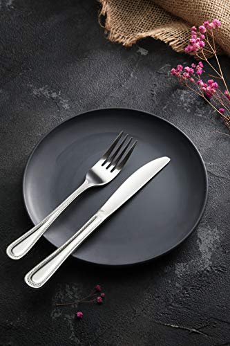 New Star Foodservice Bead Pattern Stainless Steel Dinner Knife, 8.5-Inch, Set of 12, Commercial Grade (Pack of 3) - size: 7.9" (Pack of 3)