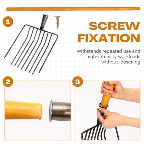 3 Sets Pitch Fork for Gardening, 9 Tines Wide Pitchfork 47.2 Inch Garden Manure Fork with Long Hardwood Handle Heavy Duty Mulch Forks Horse Stall Forks for Mulch, Hay, and Gardening