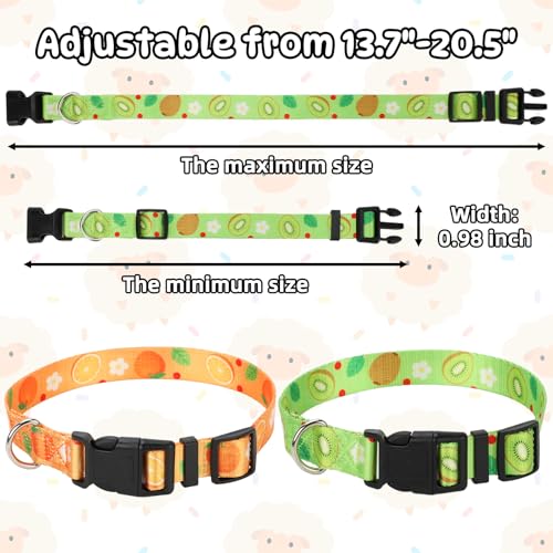 2 Pack Goat Collars with Bells, Kiwi Orange Adjustable Collar Set - color: Green Printing + Orange Printing