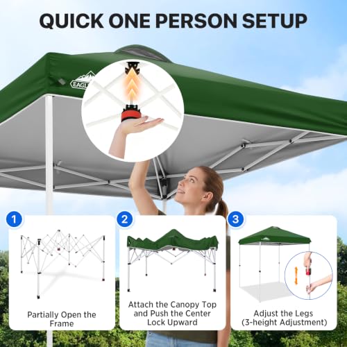 EAGLE PEAK 6.6x6.6 Pop Up Canopy Tent Easy Up Canopy Outdoor, Green - color: Green, size: 6.6x6.6