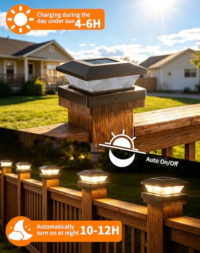 4x4 Solar Post Cap Lights - 8 Pack Fence Deck Post Solar Powered Lights