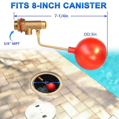 Pool Auto Fill Float Valve 3/8", Brass Water Level Valve for Pool & Pond