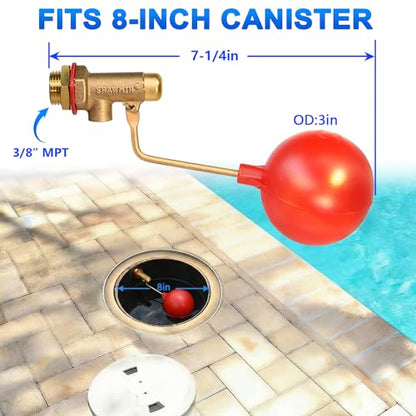 Pool Auto Fill Float Valve 3/8", Brass Water Level Valve for Pool & Pond
