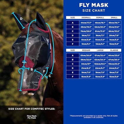 WeatherBeeta ComFiTec Fine Mesh Fly Mask with Ears, Grey, Large - color: Grey, size: L