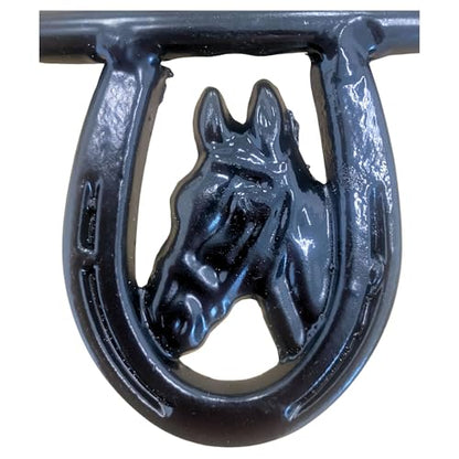 Intrepid International Horseshoe with Horsehead Barn Door Latch - Heavy-Duty Steel Hardware Included, Rust-Resistant Design, Black