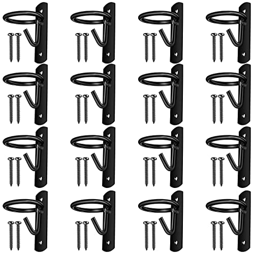 Tudomro 16 Pcs Heavy Duty Bucket Hooks for Horses Holder, Black | Equestrian Wall Mount Rust Resistant Metal Bucket Hangers with Screws for Water Hanger Horse Stall Feed Barn Farmhouse Supply - color: Black