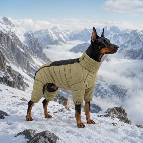 LoveLongLong Dog Coat - Warm & Waterproof Reflective Dog Jacket, Zippered & Adjustable, Olive Green, S, M, L - color: Olivegreen, size: M (11.5inch Back)