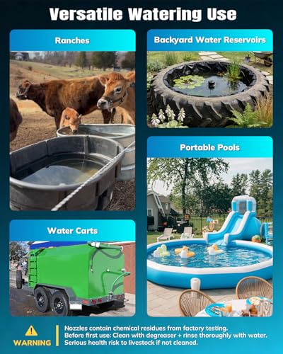 Auto Shut-Off Water Nozzle Kit for Stock Tank – Automatic Livestock Waterer Valve Prevents Overflow, Fits Horse, Cattle, Goat Farm Water Troughs with Nozzle Holder
