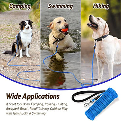 Check Cord Dog Leash Long Lead Obedience Recall Training Tracking Line 30ft - color: Blue