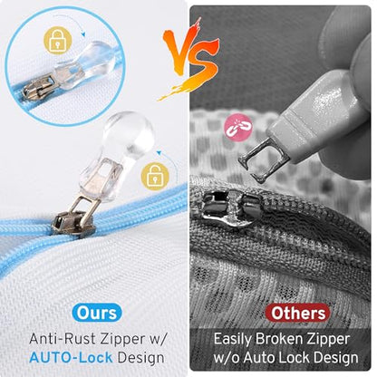 4 Pcs Mesh Laundry Bags Set for Delicates with AUTO-Lock Zipper, Lingerie Bags for Washing Delicates, Laundry Bags Mesh Wash Bags, Delicates Laundry Bag for Jeans,Blouse,Stocking,Bra(XL, 24" x 20") - size: X-Large_Fine Mesh