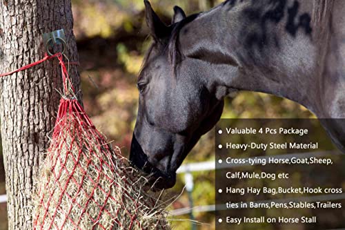Cross Tie Ring for Horses, Block Tie Ring for Horse Stall/Stable, Tie Down Horse Barn Supplies (4 Pack) - size: 4 PACK