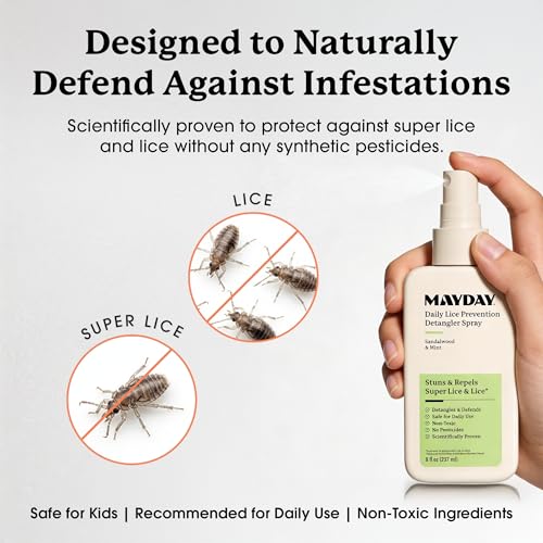 MAYDAY Daily Lice Prevention Detangler Spray 8oz, Sandalwood & Mint - style: Daily Lice - Detangler