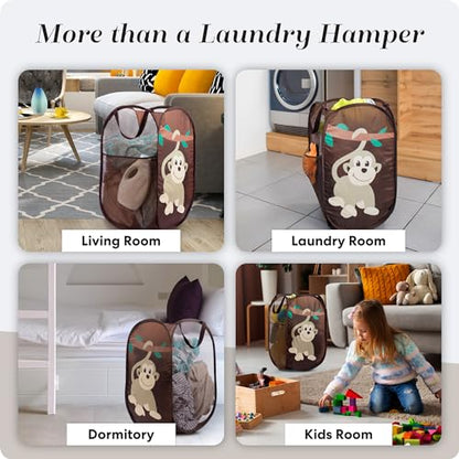 Handy Laundry Collapsible Mesh Pop Up Laundry Hamper 14 x 13 x 24 in - color: Monkey, 1-PACK