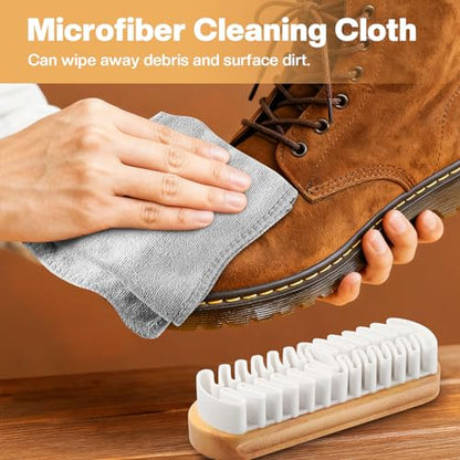 2 Pcs Suede Shoe Brush Nubuck Leather Cleaner Shoes Shine Dauber Crepe Applicators Set with Cleaning Cloth(Suede Brush with Cloth) - style: Suede Brush with Cloth