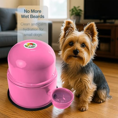 Pet Water Dispenser for Dogs and Cats, 47.3 oz – Gravity-Fed Aluminum Water Bowl, Prevents Wet Fur, Provides Continuous Fresh Water, Electrostatic Coated Finish, Vida Mansa (Pink) - color: Pink