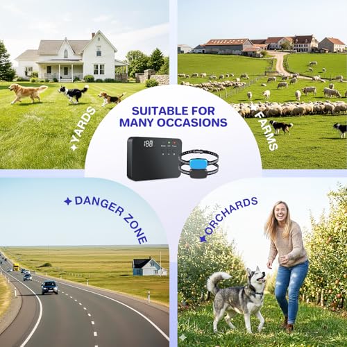 Electric Dog Fence System for 2 Dogs,Wired Pet Containment System | 2 Water Resistant Collar Receiver,Underground/Aboveground,with Adjustable Static/Tone Correction for Small Medium Large Dogs