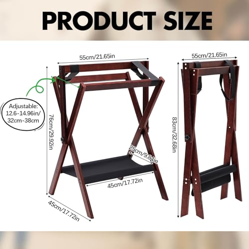 Leinuosen 1 Pack Pine Wood Folding Saddle Rack Storage Tray, Walnut Brown - color: Walnut Brown