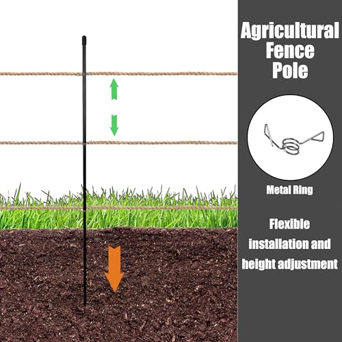Sunnyglade 45.3" 25PCS Fiberglass Electric Fence Posts with 100 Metal Loops